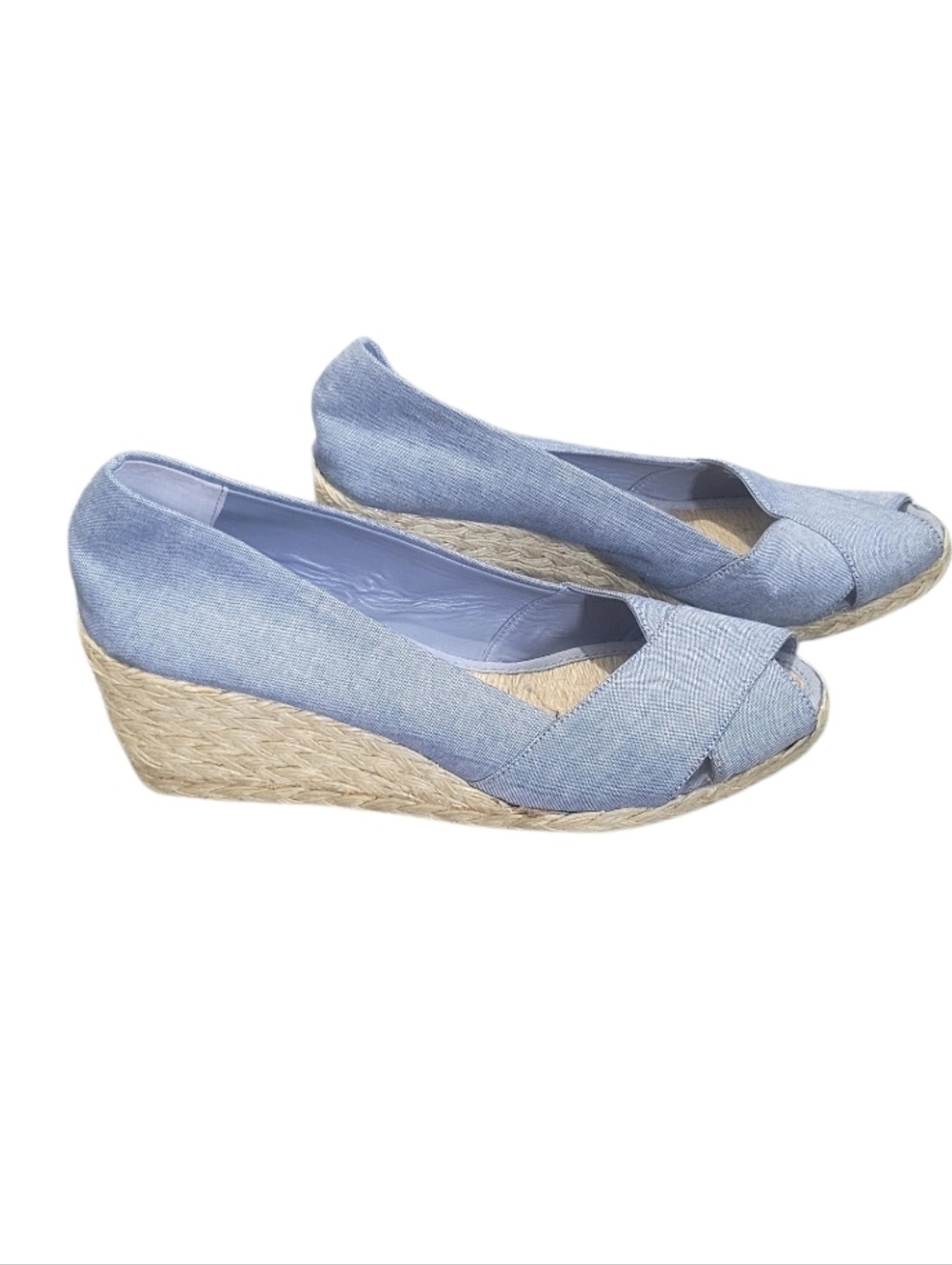 Lauren Ralph Lauren $145 Blue Cecila Open ToeWedge Heels Sz L-13